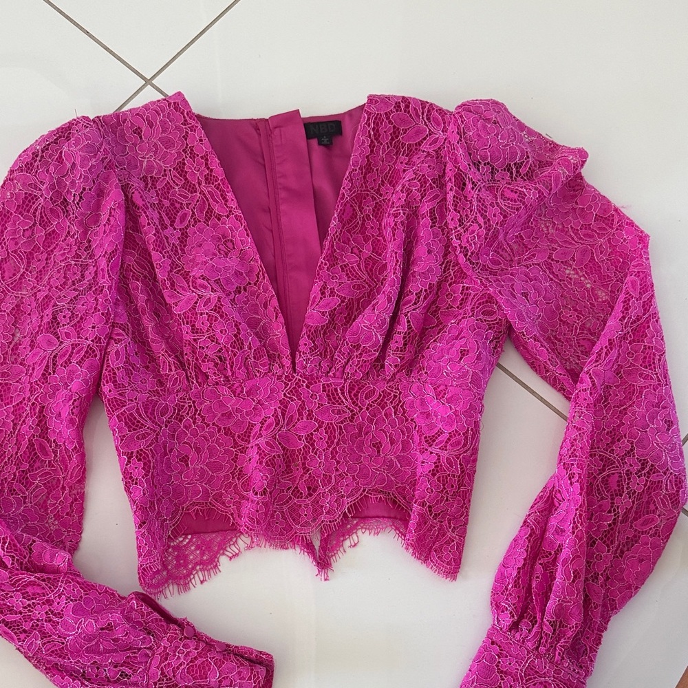 NBD Fuchsia Lace Blouse